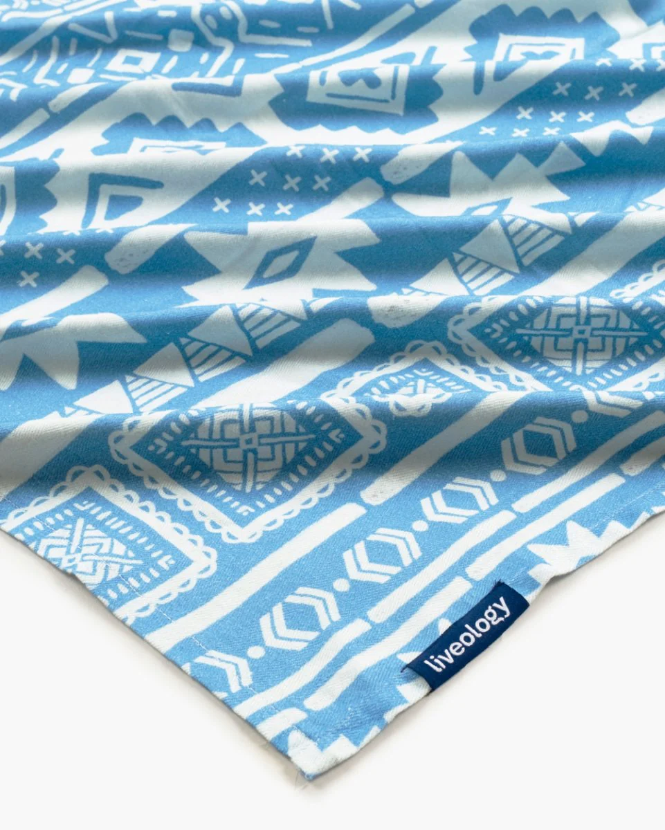Bamboo & Cotton Blend Printed Bath Towel | Nomad Periwinkle Blue - Image 3