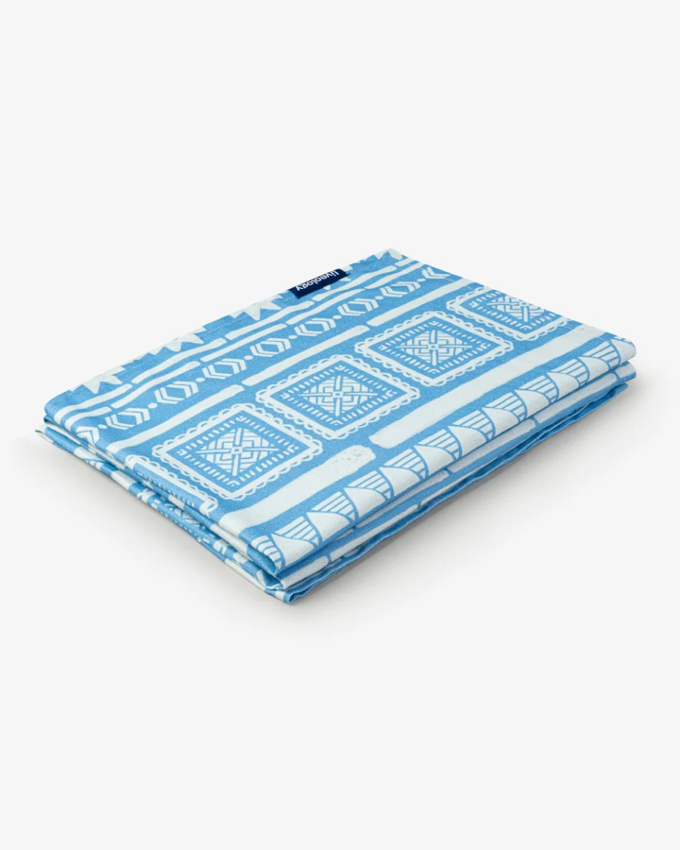 Bamboo & Cotton Blend Printed Bath Towel | Nomad Periwinkle Blue - Image 5