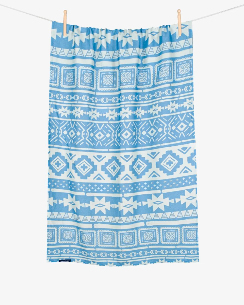 Bamboo & Cotton Blend Printed Bath Towel | Nomad Periwinkle Blue - Image 6