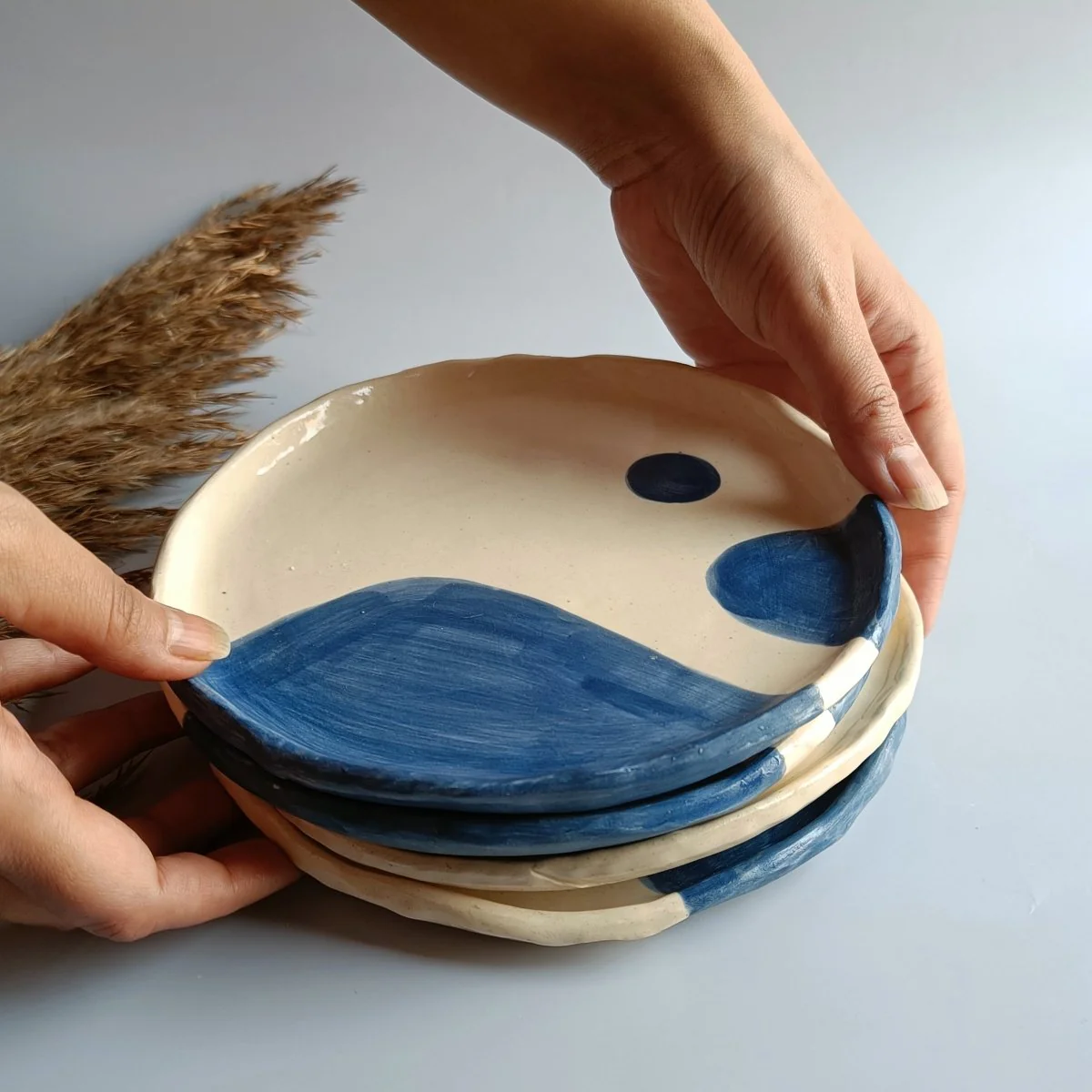 Ocean Flow Quarter Plate - Studio Pottery - Image 3