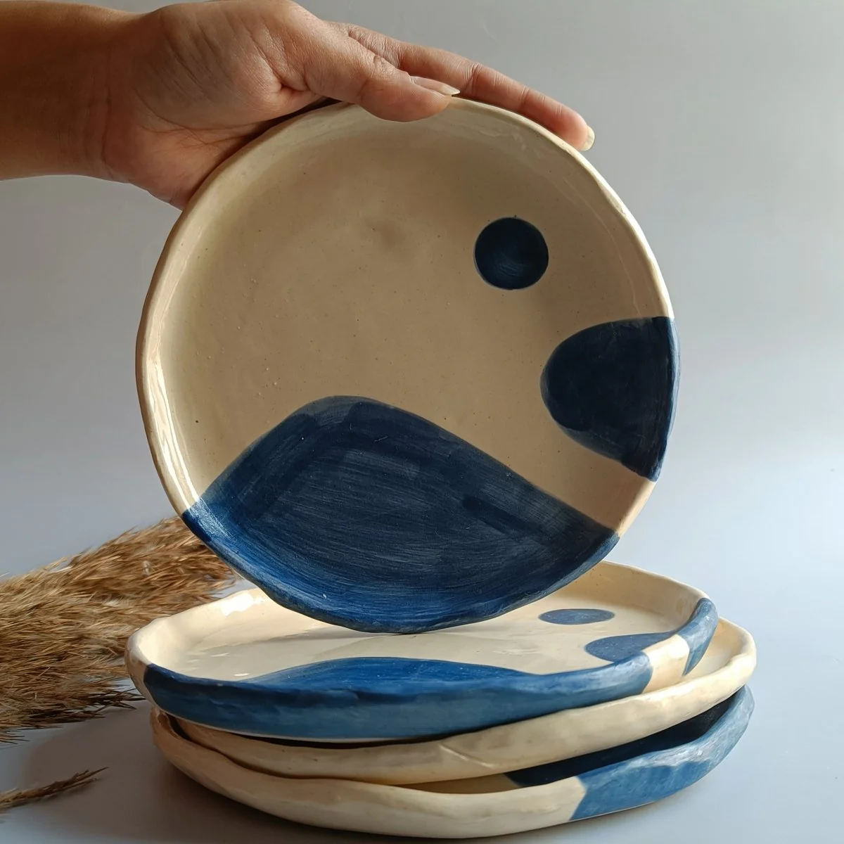 Ocean Flow Quarter Plate - Studio Pottery - Image 4