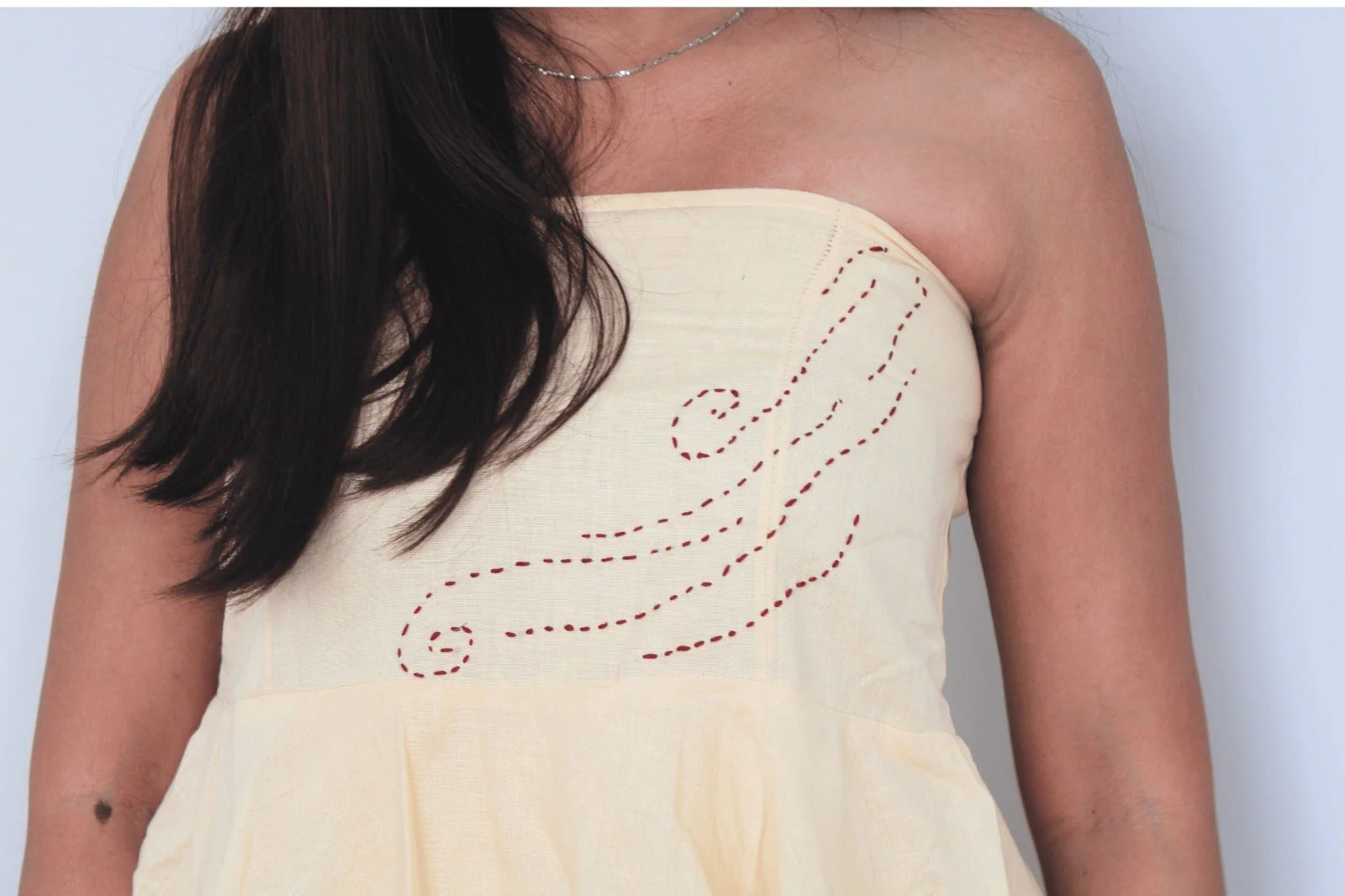 The Khoobsurat Offwhite Tube Top | Ethnic Print Strapless Summer Wear - Image 2