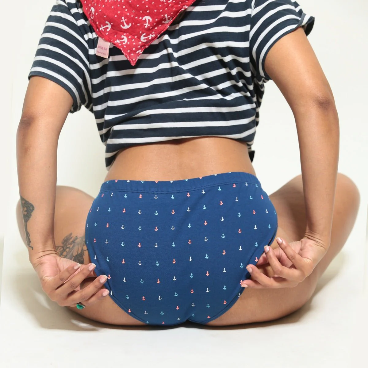 Old Anchor Biowashed Organic Cotton Bikini Underwear- Navy Blue - Image 4