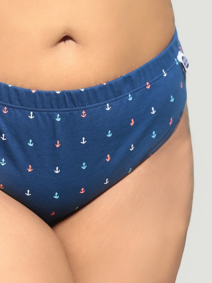 Old Anchor Biowashed Organic Cotton Bikini Underwear- Navy Blue - Image 6