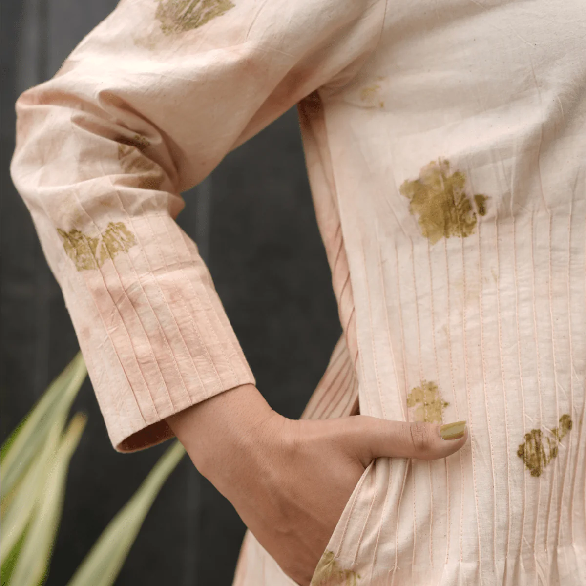 Onion Petal Mist Eco-Printed Dress for Women - Image 4