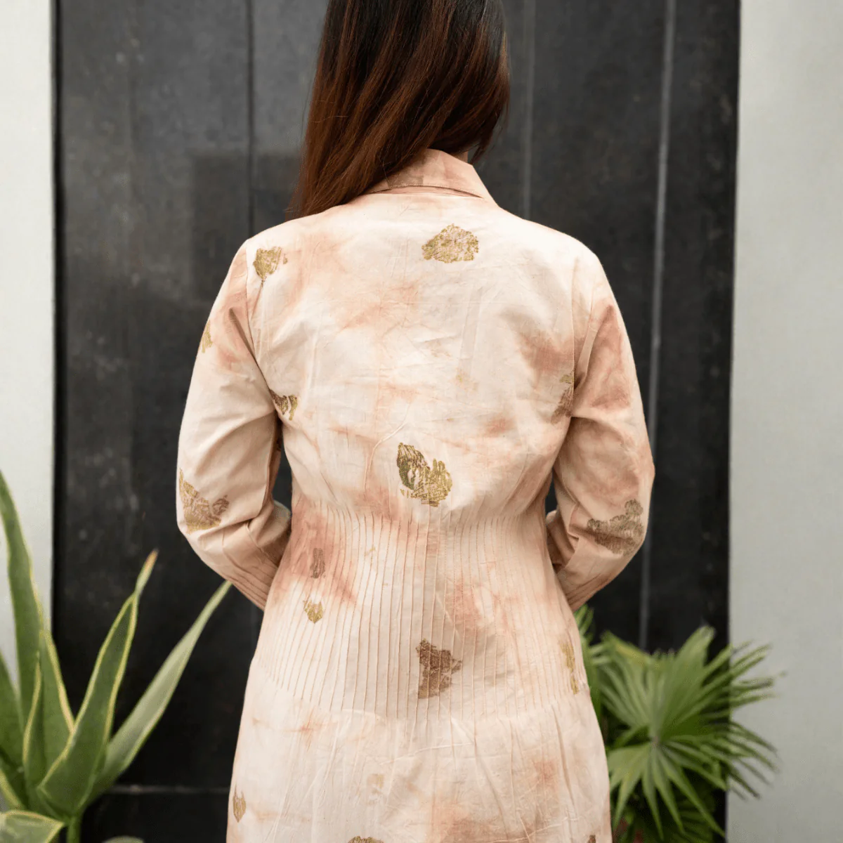 Onion Petal Mist Eco-Printed Dress for Women - Image 5