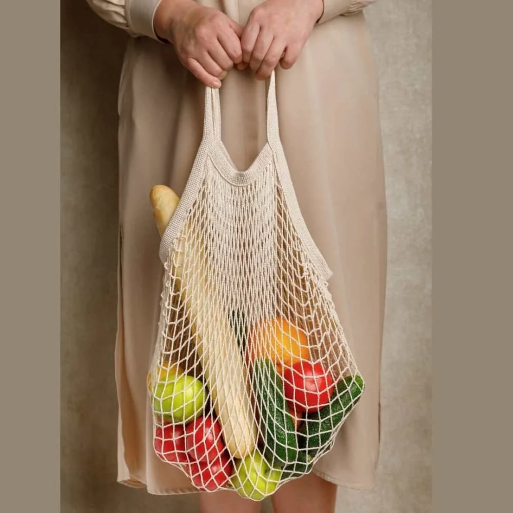 Organic Cotton Mesh Shopping Bags – Funky Colors (Pack of 2) - Image 2