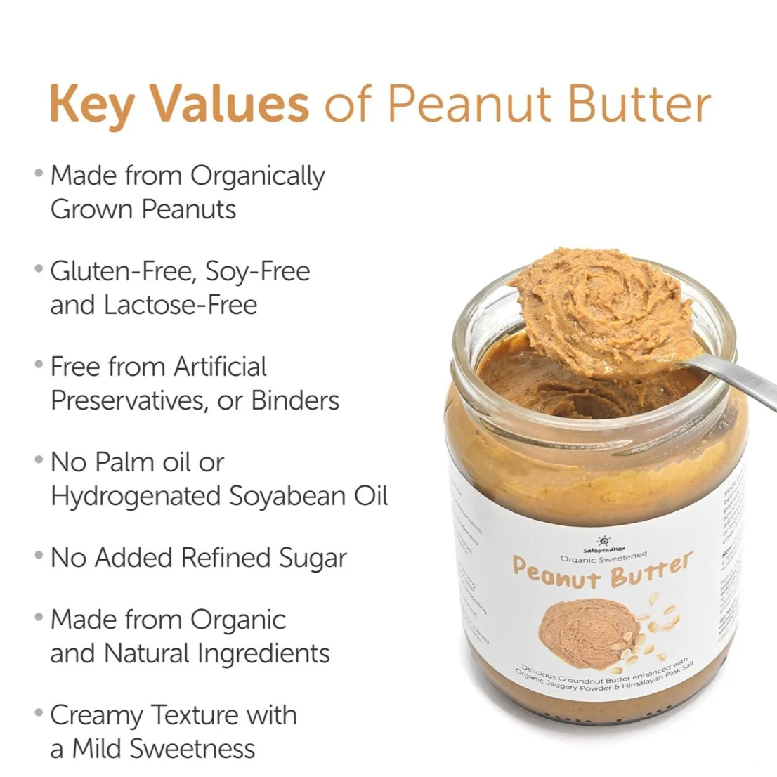 Organic Creamy Peanut Butter 500g - Sweetened with Jaggery - Image 4