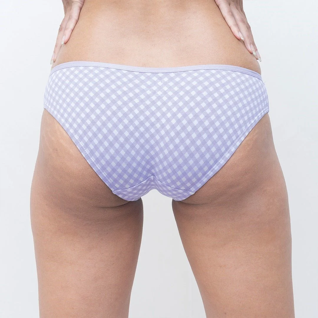 Organic Everyday Bikini Undies- Lavender Checks (3pc) - Image 3