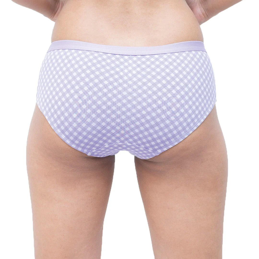 Organic Everyday Hipster Panty- Lavender Checks (3pc) - Image 3