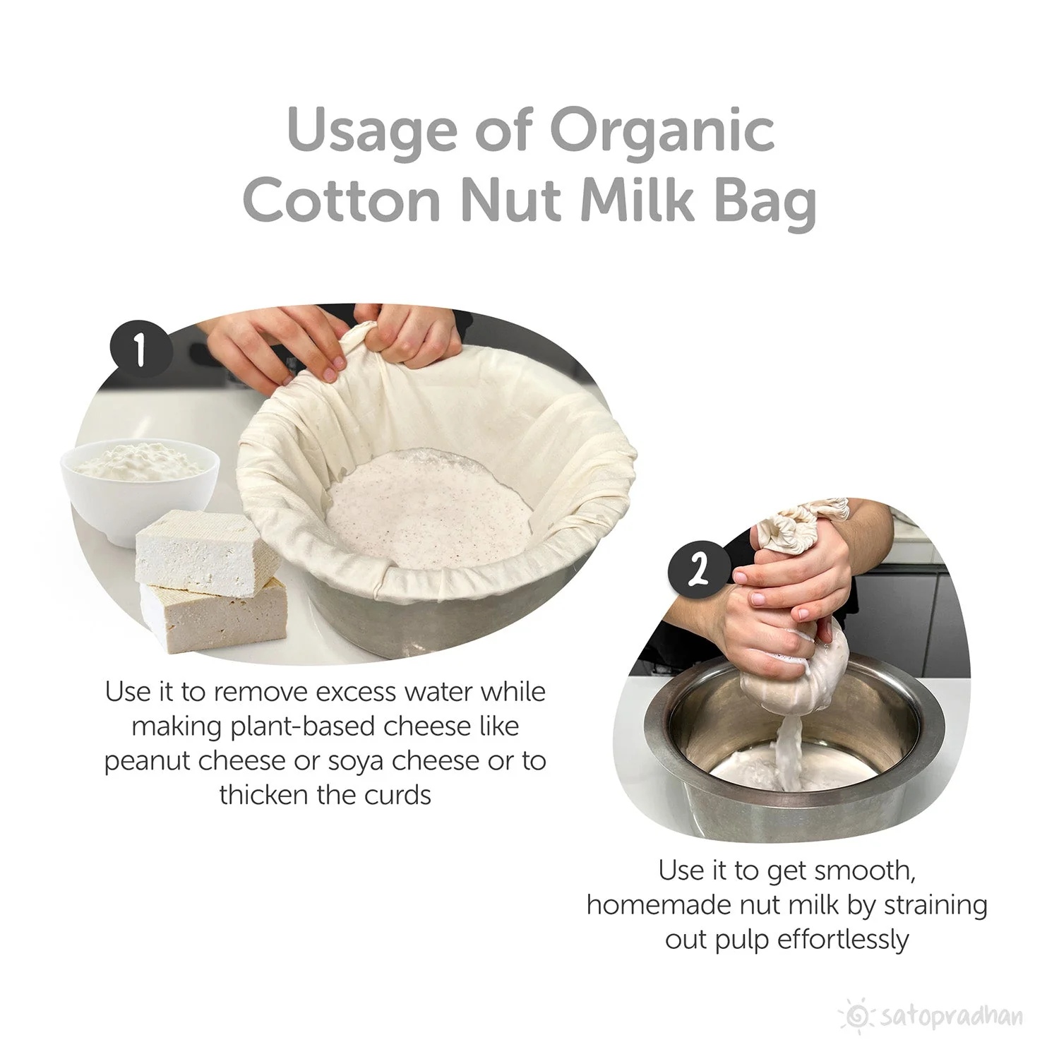 Organic Reusable Cotton Cloth Nut Milk Bag - Liquid Strainer - Image 7