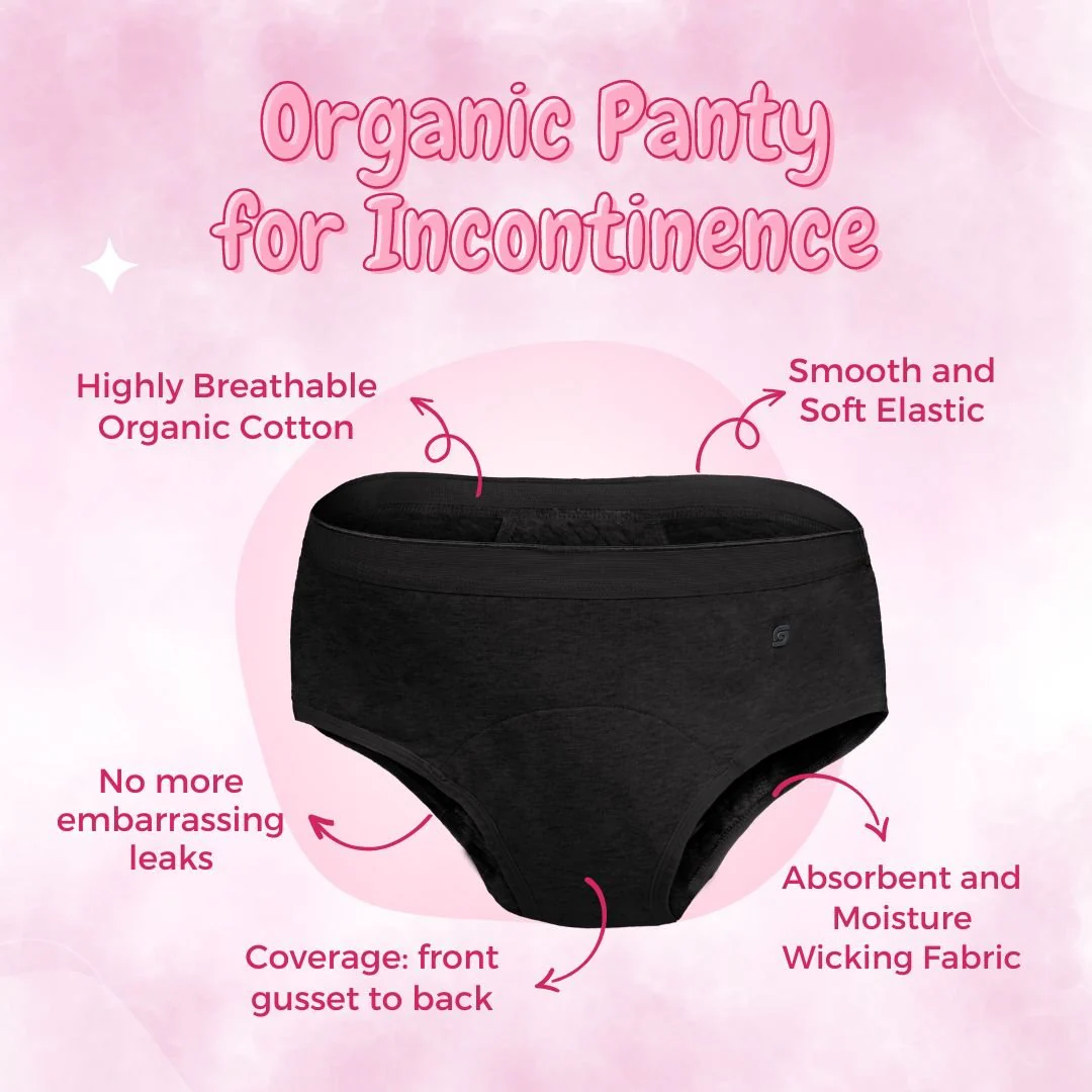 Organic Reusable Incontinence Underwear For Women- Black - Image 6
