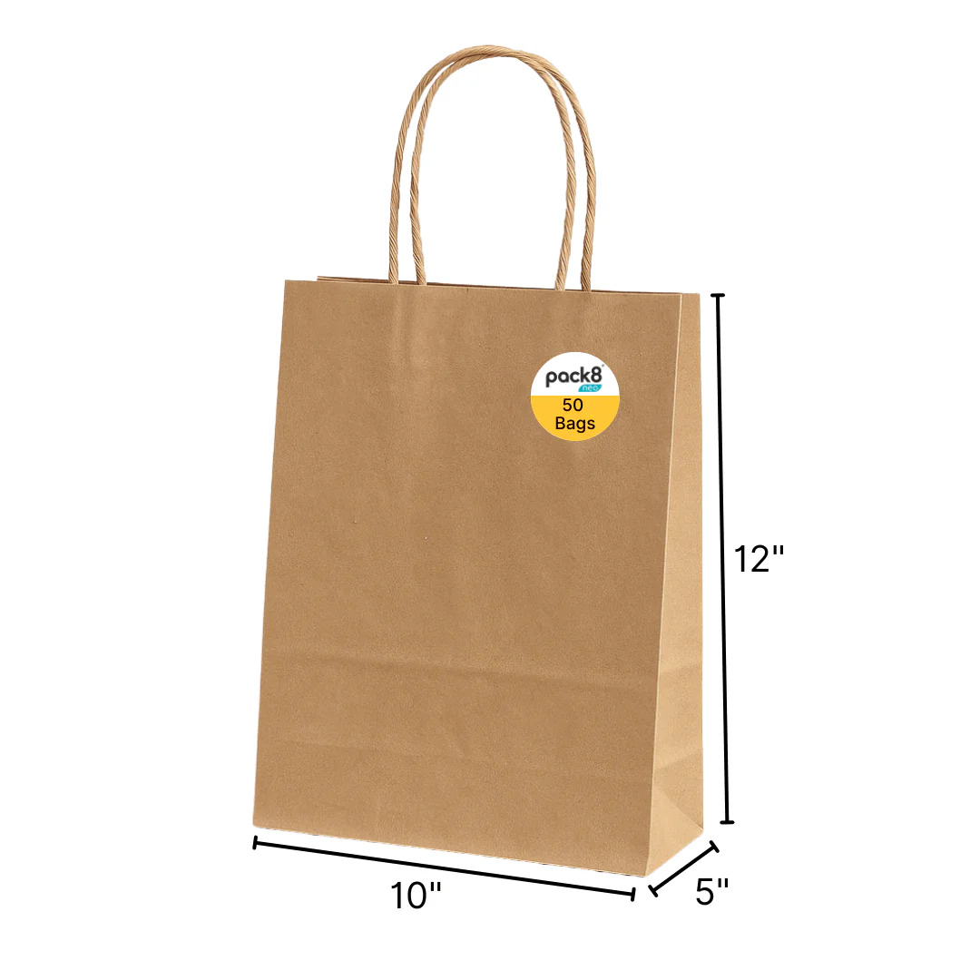 Brown Paper Carrier Bags with Twisted Handles- Pack of 50 - Image 3