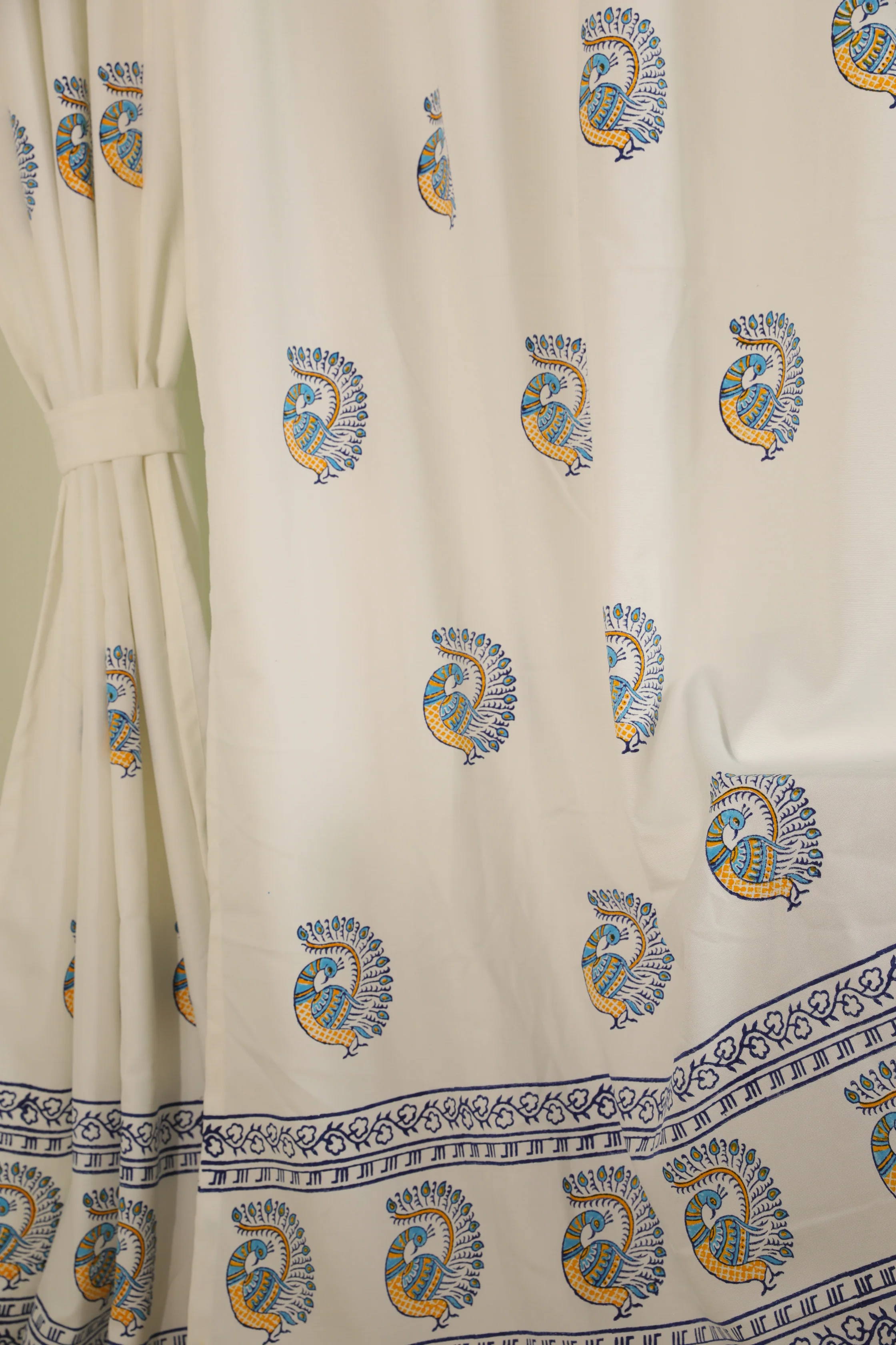 Peacock Print Cotton Door Curtain 7x4 Feet (Set of 2) - Image 6