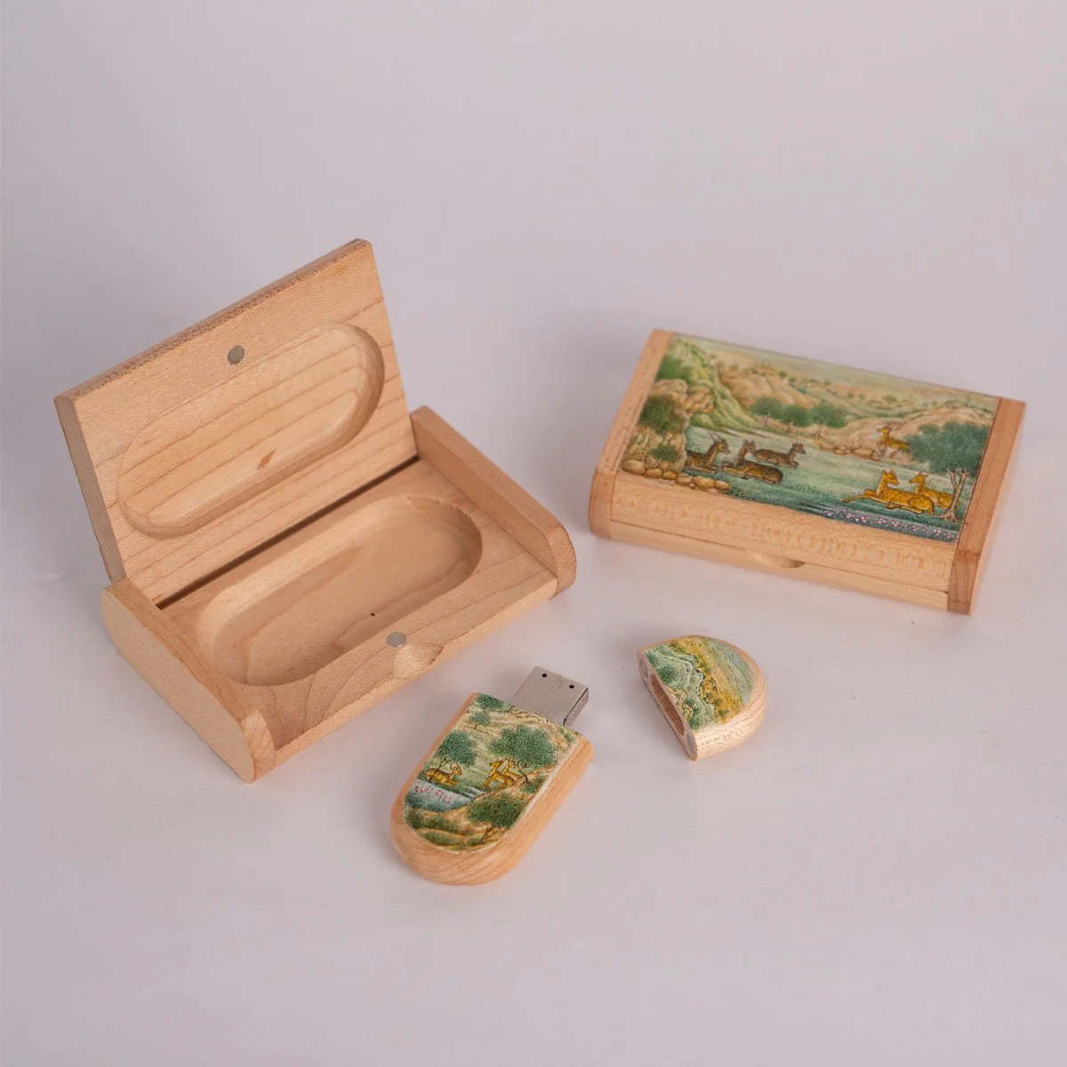 Wooden Pen drive Box Set with Hand Painted Miniature Art - Image 10