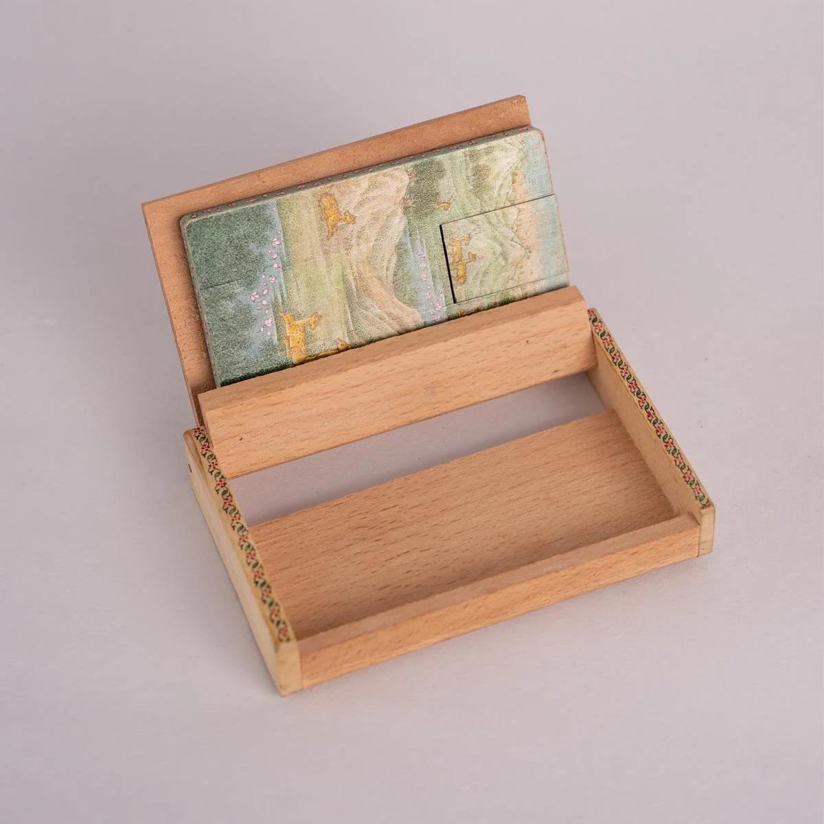 Wooden Pen drive Box Set with Hand Painted Miniature Art - Image 2