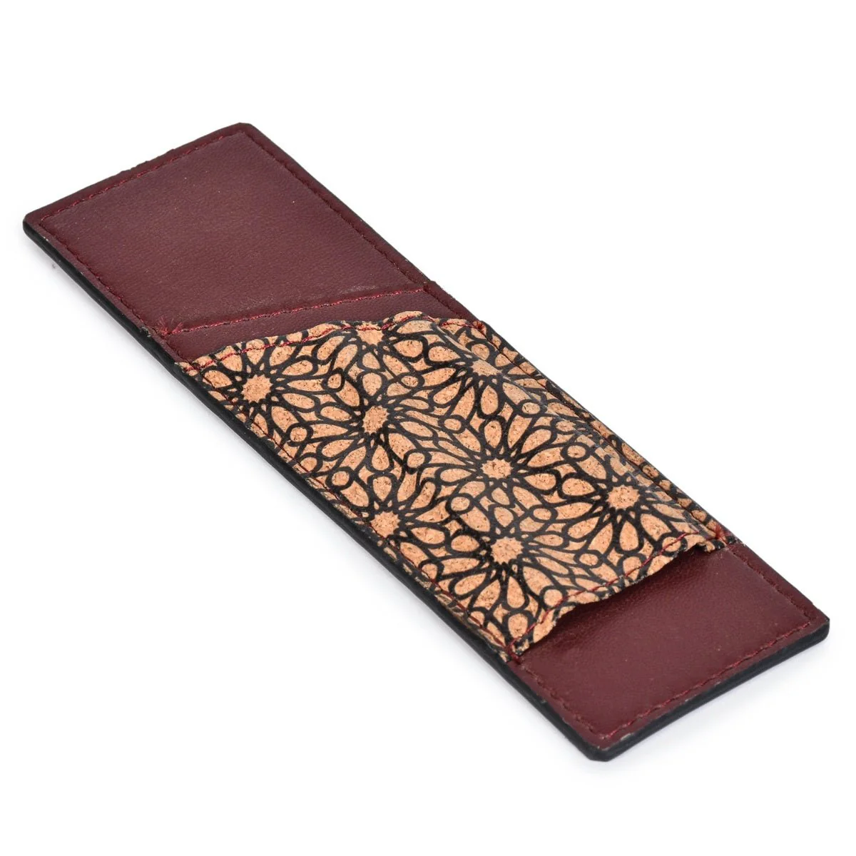 Pen Holder with Slot – Vegan Leather & Printed Cork (Maroon) - Image 6