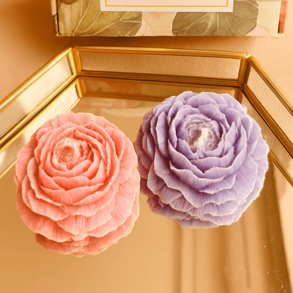 Peony Candle Set of 2 | Handcrafted Diwali Gift Candle