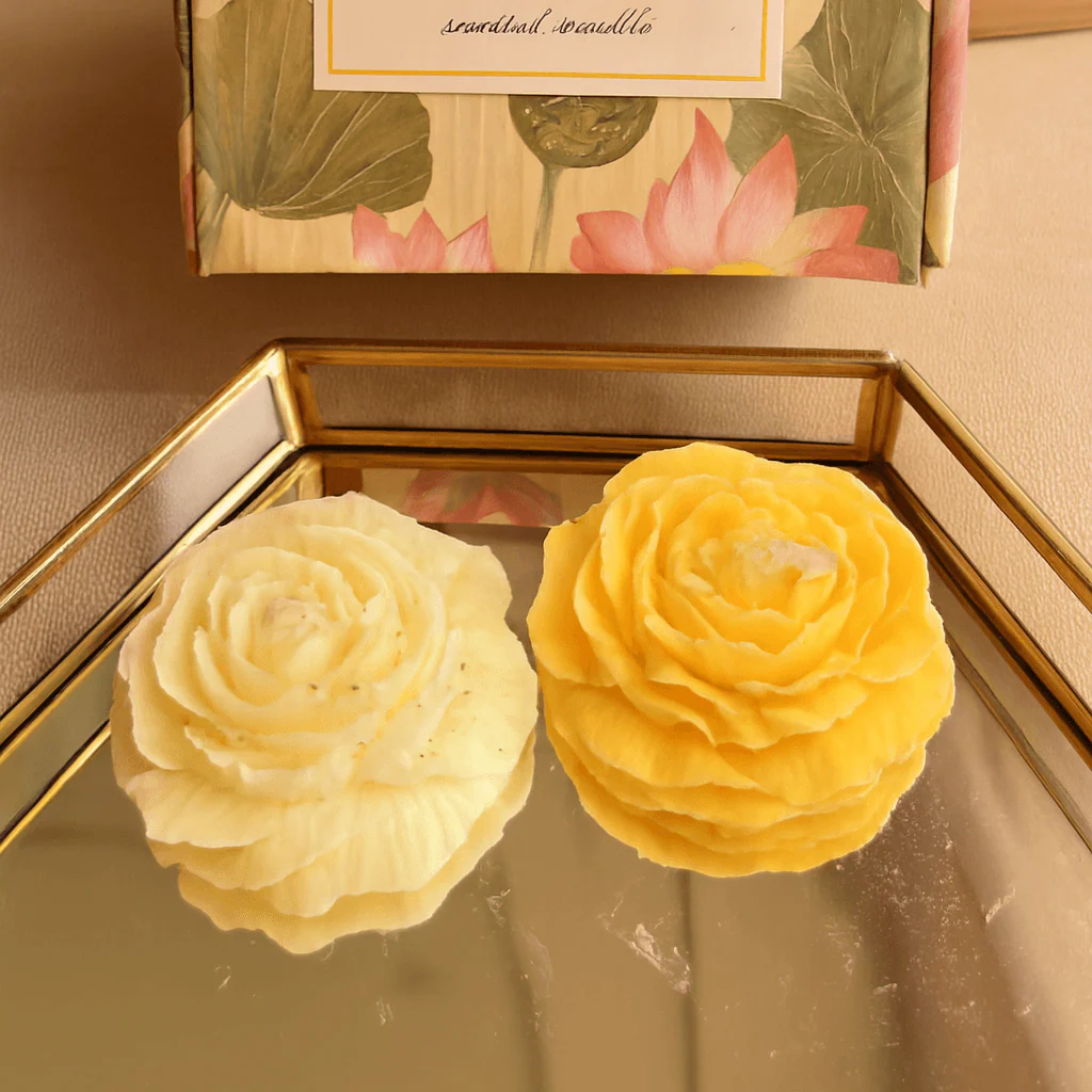 Peony Candle Set of 4 | Festive Diwali Decor & Gifts - Image 3