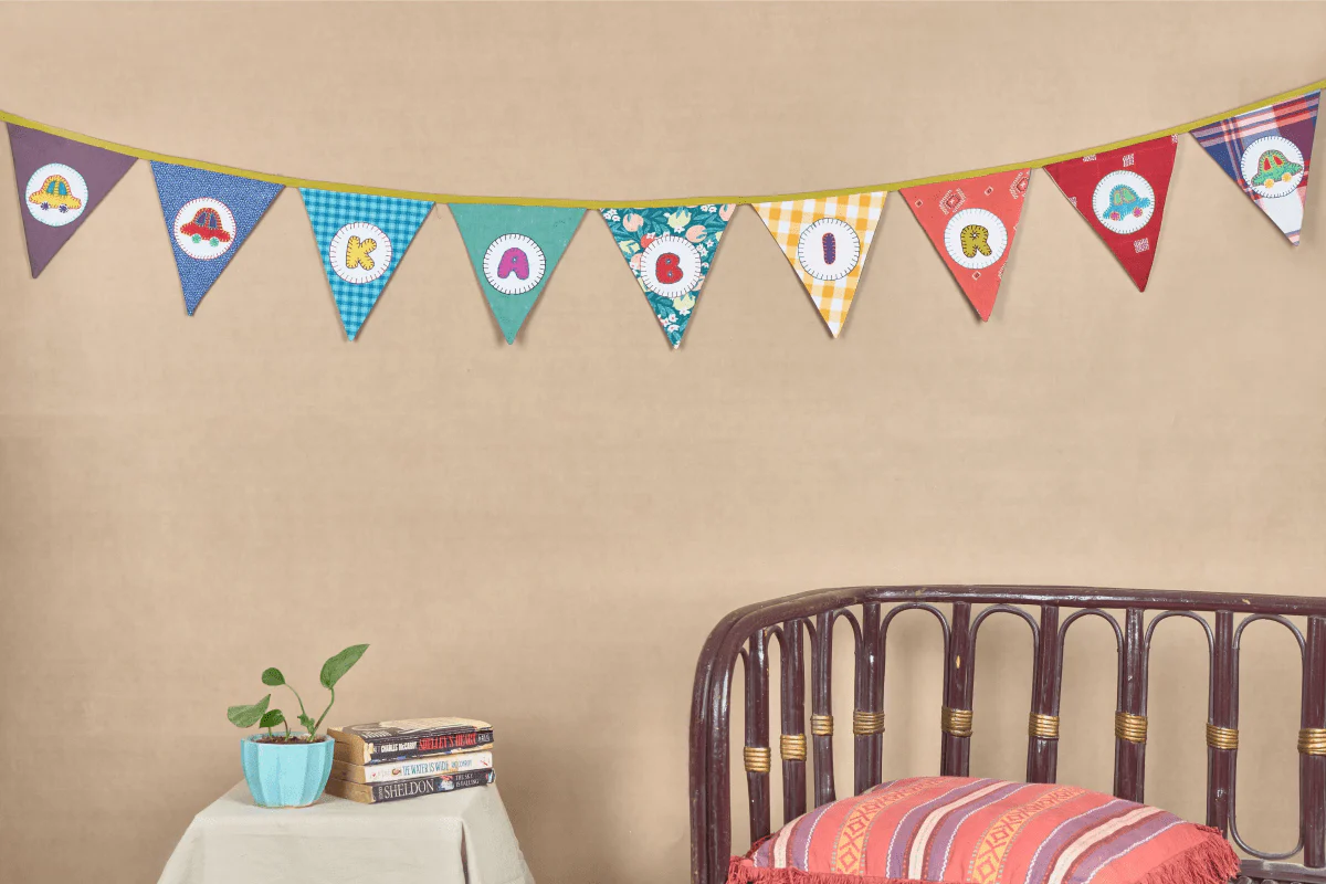 Personalized Name Banner with Cars Motifs (Triangle Flag) - Image 3