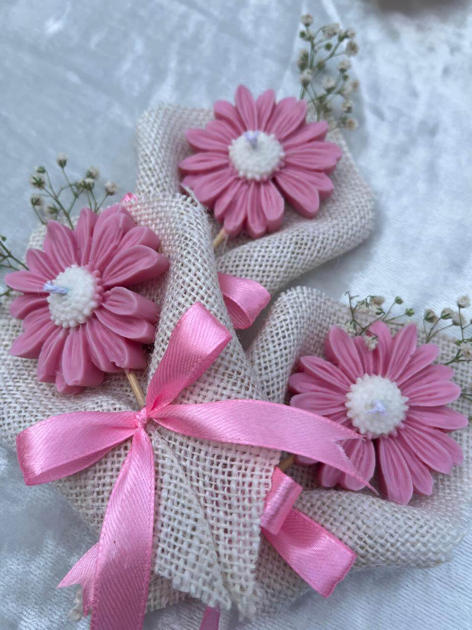 Pink Daisy Bouquet Candle Set Of 4 |Handcrafted Floral Wax Gift Candle