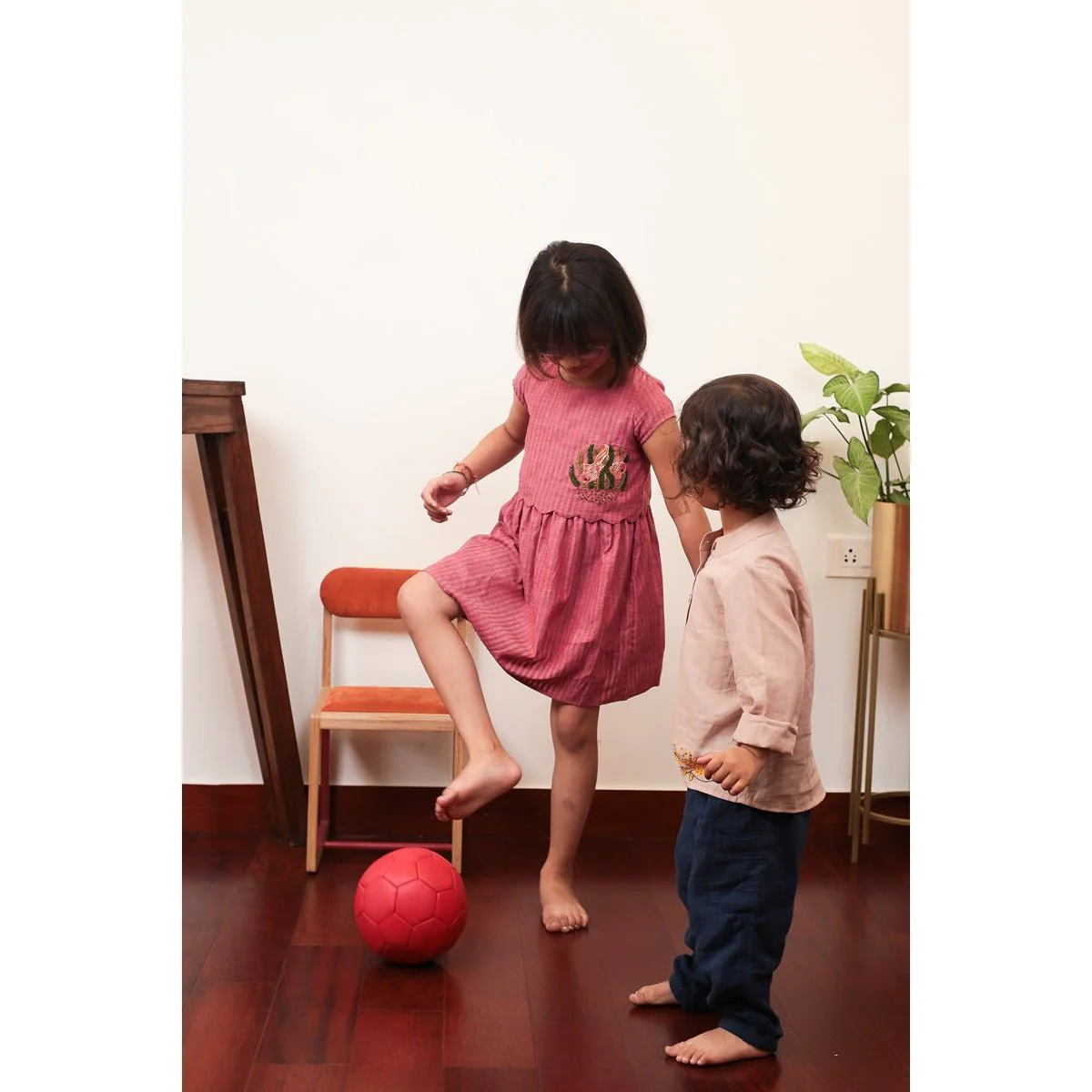 Playful Pond Dress | Pretty Pink Cotton Dress for Girls - Image 2