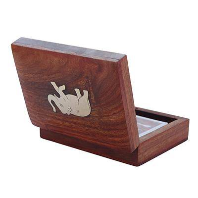 Playing Card Rosewood Deck Case Holder Box with Free Cards - Image 4