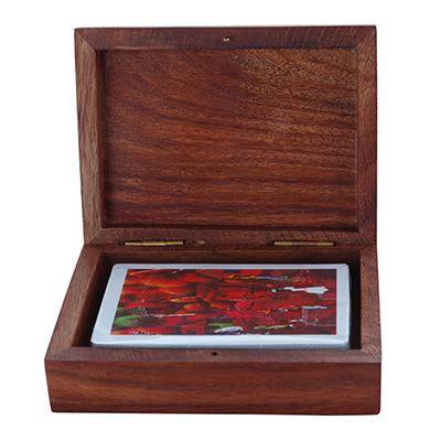 Playing Card Rosewood Deck Case Holder Box with Free Cards - Image 6