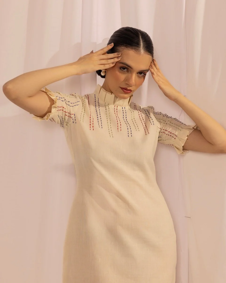 Breezy Summer Cotton Pleated Midi Dress
