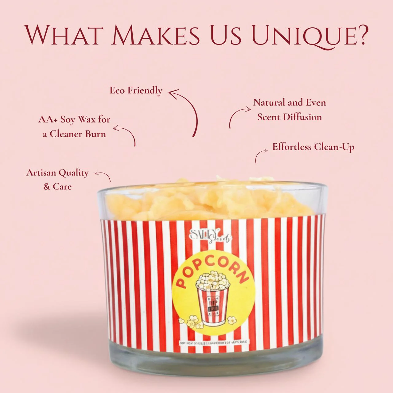 Popcorn Scented Candle- Movie Night Aroma Candle - Image 3