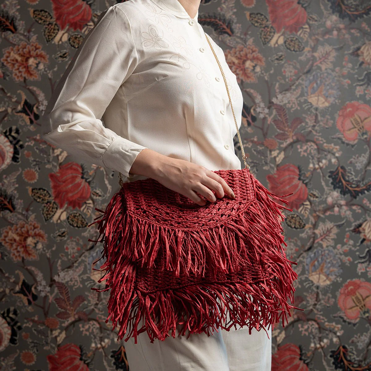 Poppy Raffia Bag | Handwoven Natural Raffia Everyday Bag - Image 2