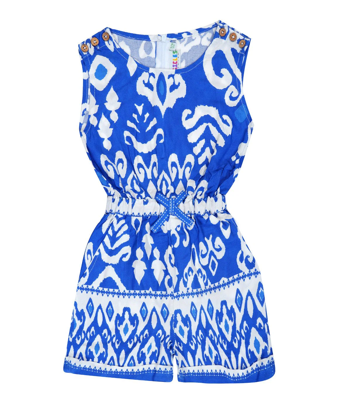 Blue Ikat Romper For Girls | Regular Fit Comfortable Ethnic Wear