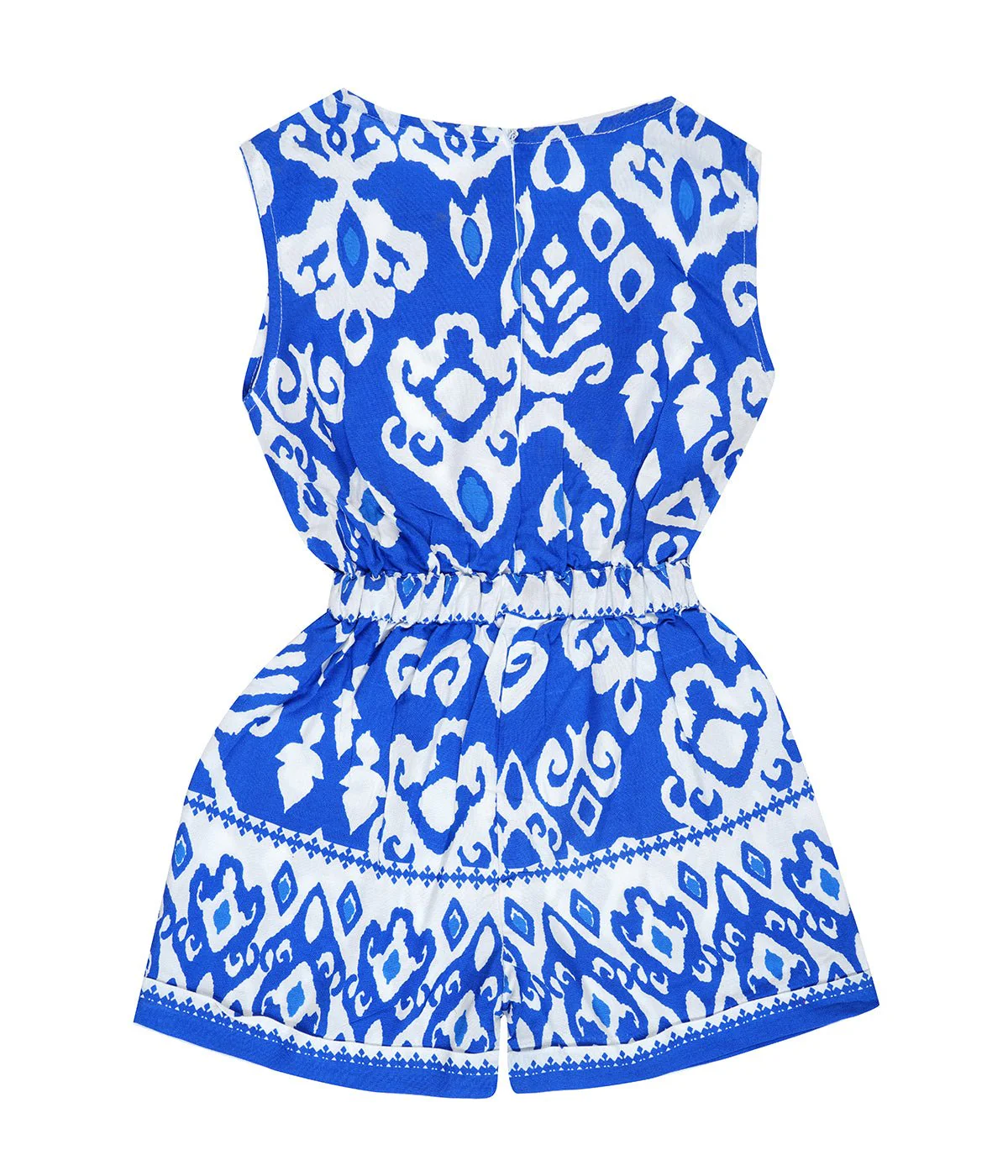 Blue Ikat Romper For Girls | Regular Fit Comfortable Ethnic Wear - Image 2