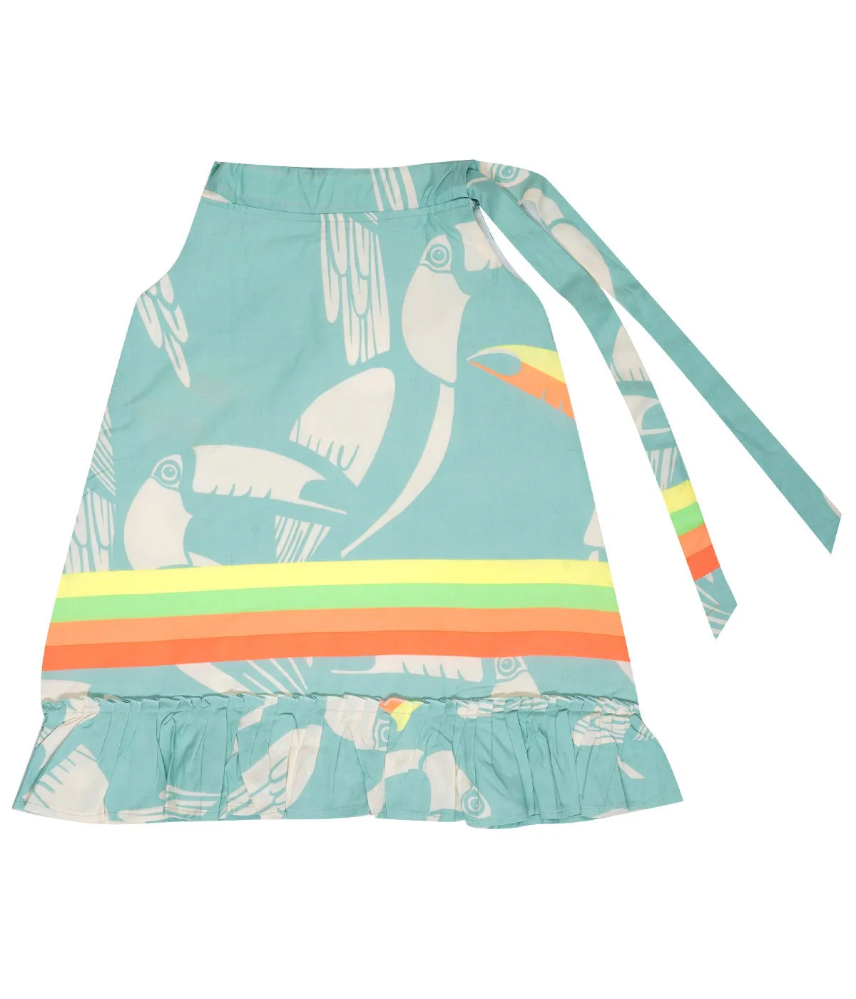 Girls Blue Cotton Dress with Shoulder Knot Regular Fit