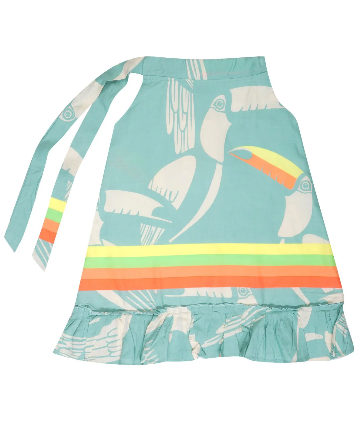 Girls Blue Cotton Dress with Shoulder Knot Regular Fit - Image 2