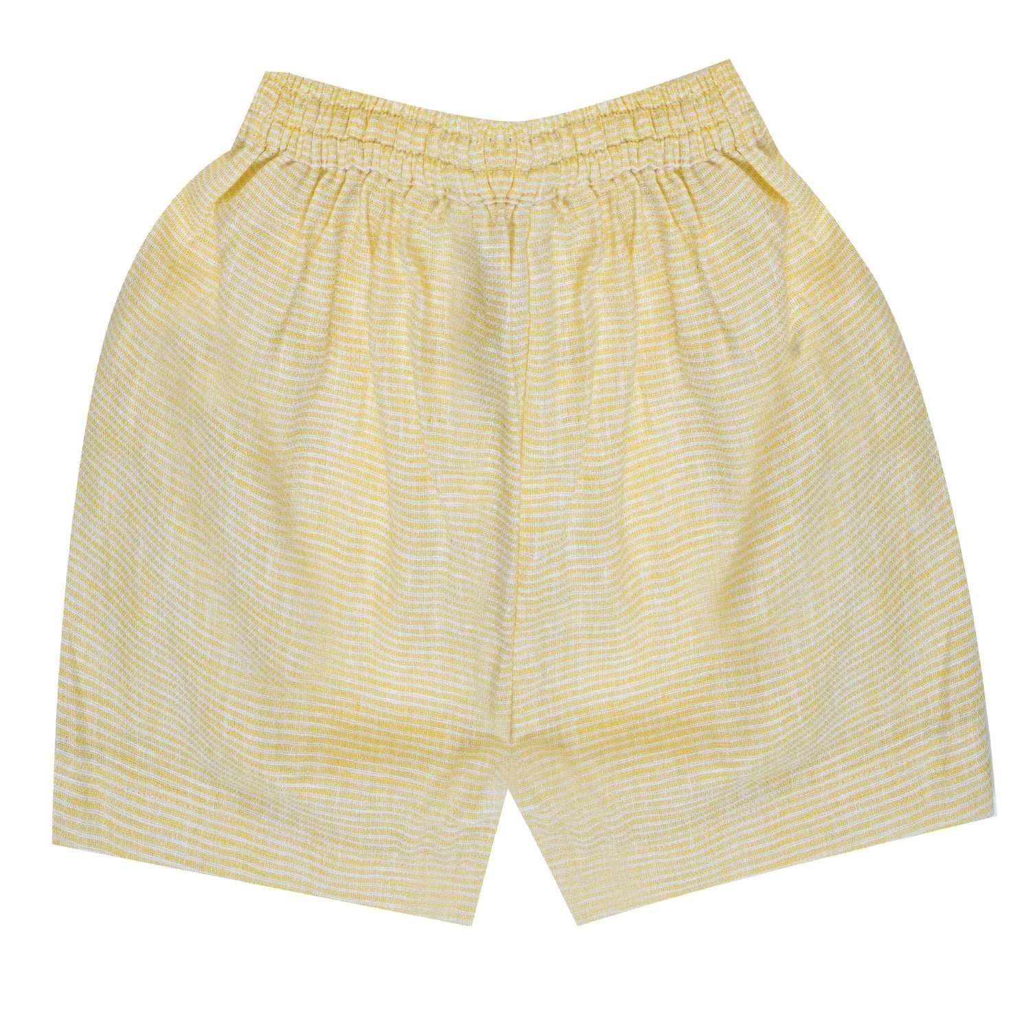 Lemon Pin Stripe Linen Peplum Top and Shorts For Girls | Regular Fit - Image 5