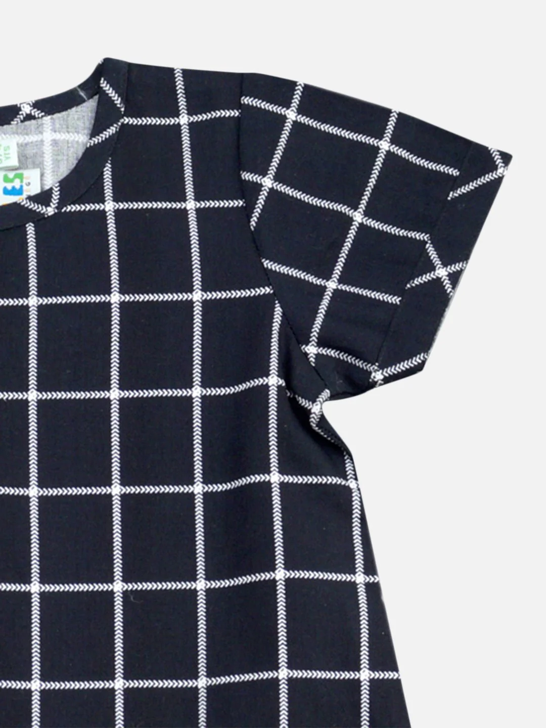 Black Checkered Ruffle Dress Regular Fit for Girls - Image 2