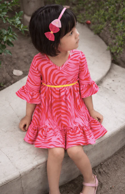 Pink Cotton Dress Regular Fit for Girls - Image 5