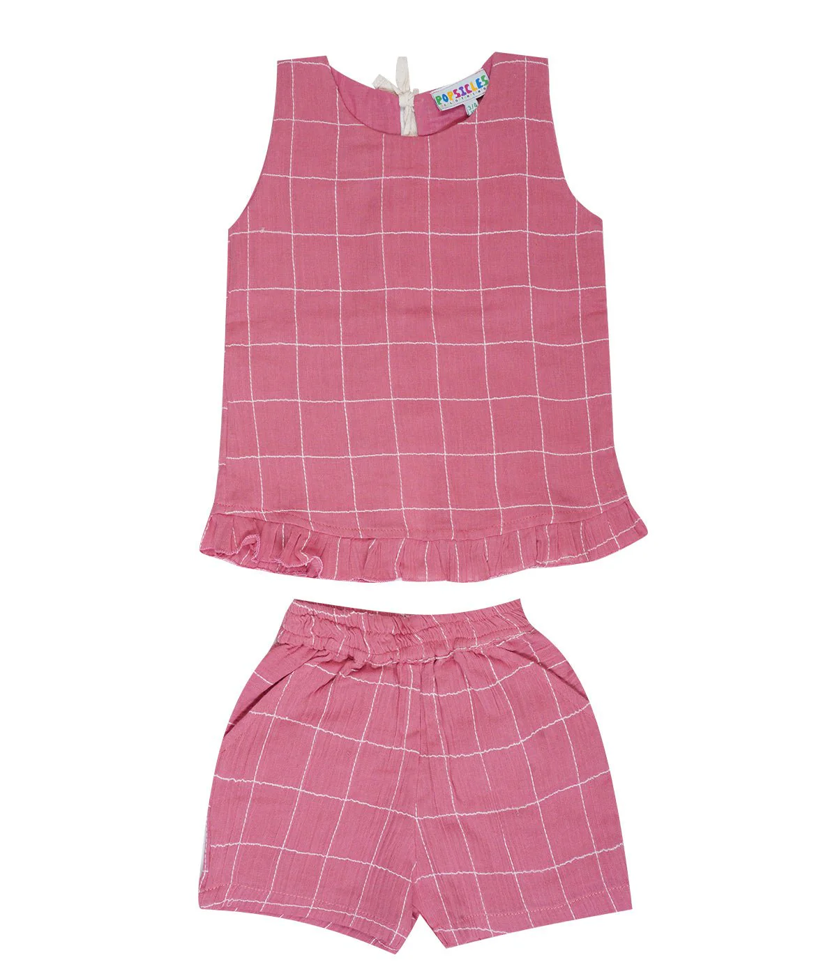 Pink & White Check Shorts and Top Set – Cute & Comfortable Summer Wear