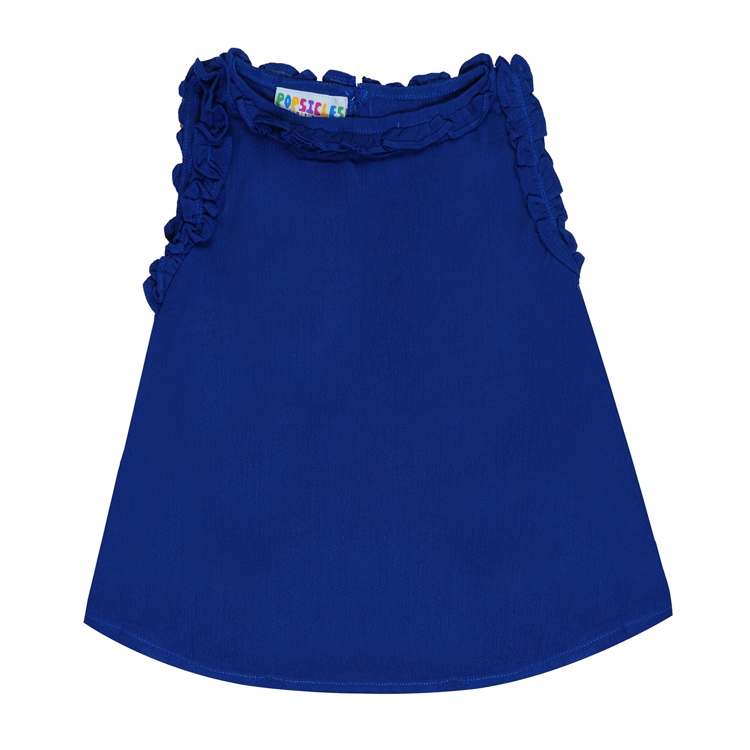 Royal Blue Top & Printed Shorts Set For Girls | Regular Fit - Image 3
