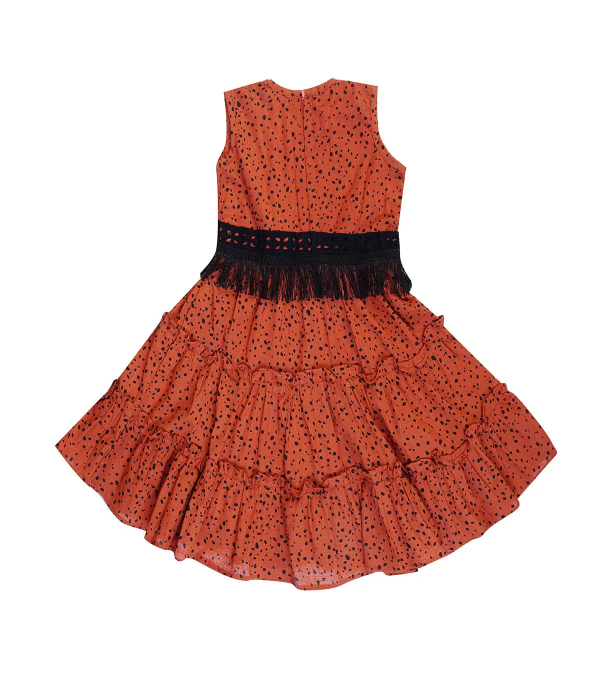 Rust Tiered Party Dress For Girls | Regular Fit Festive Wear - Image 4