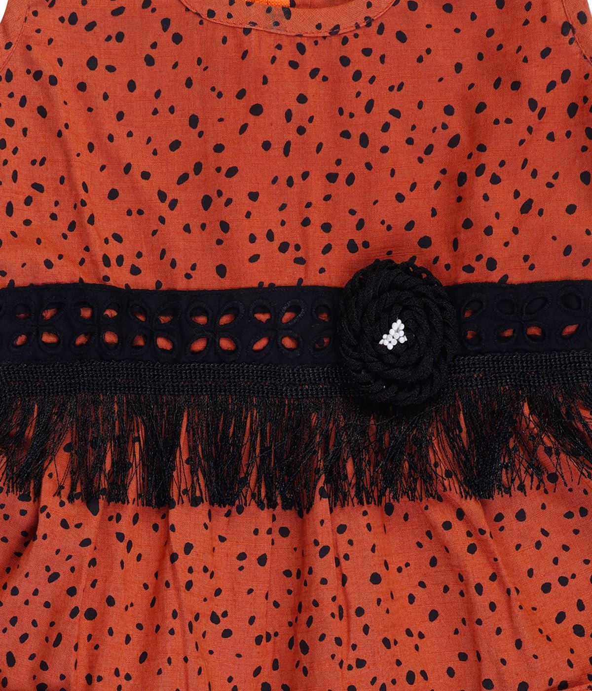 Rust Tiered Party Dress For Girls | Regular Fit Festive Wear - Image 5