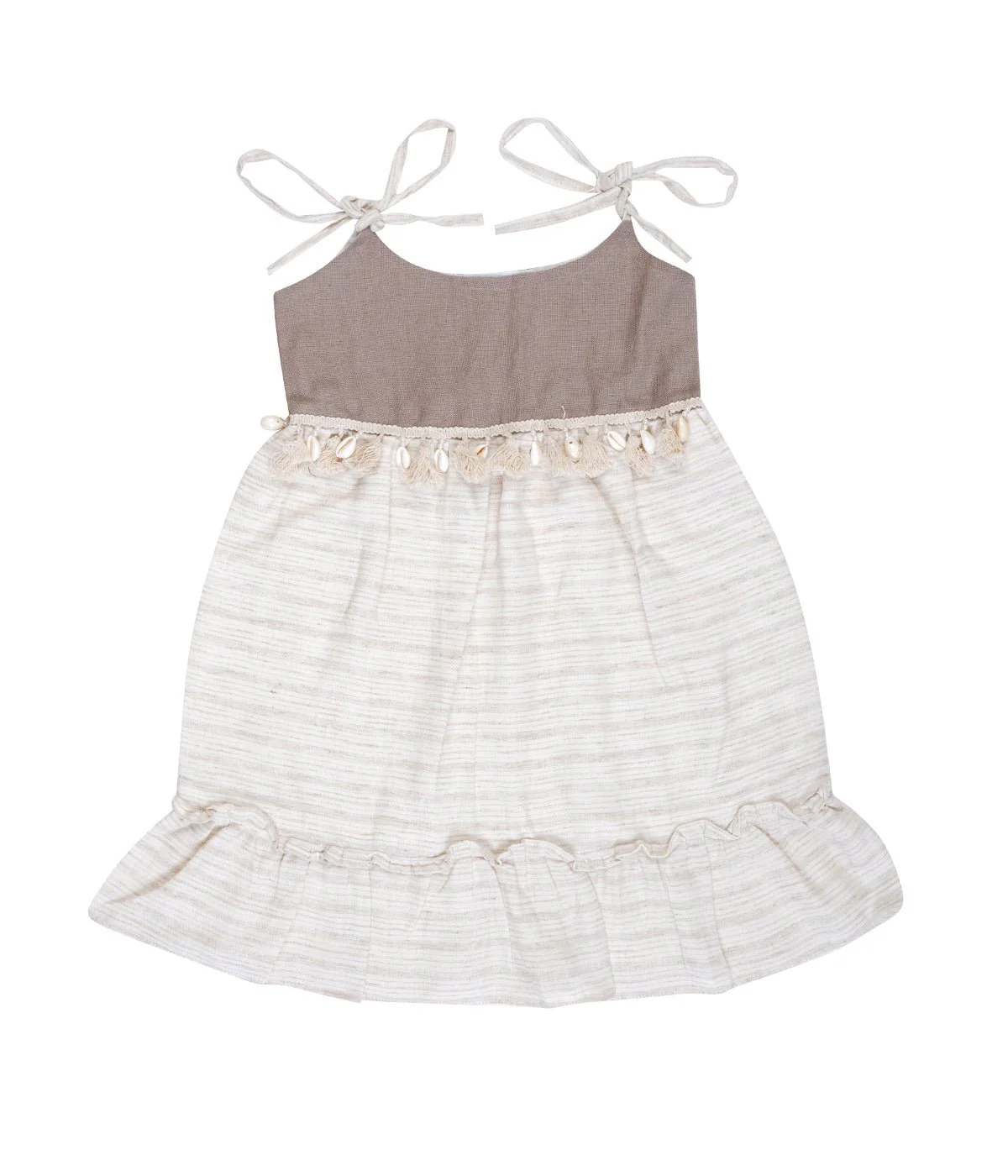 White Tiered Camisole Linen Dress For Girls | Regular Fit Summer Wear
