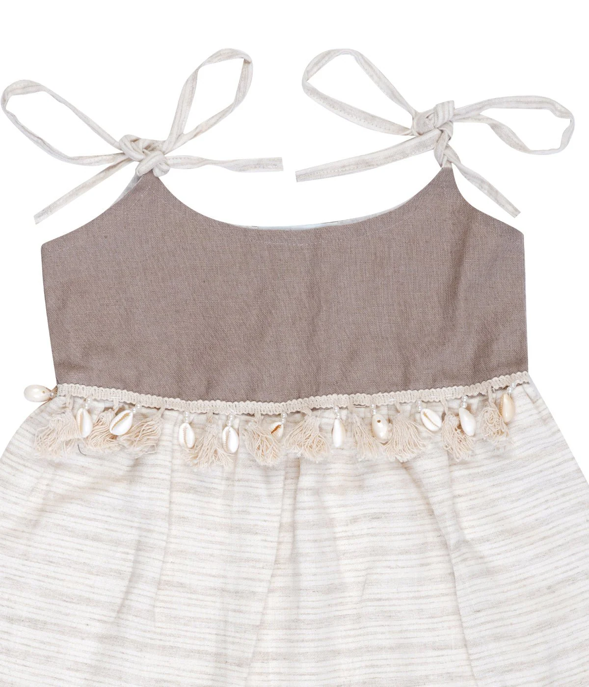 White Tiered Camisole Linen Dress For Girls | Regular Fit Summer Wear - Image 3