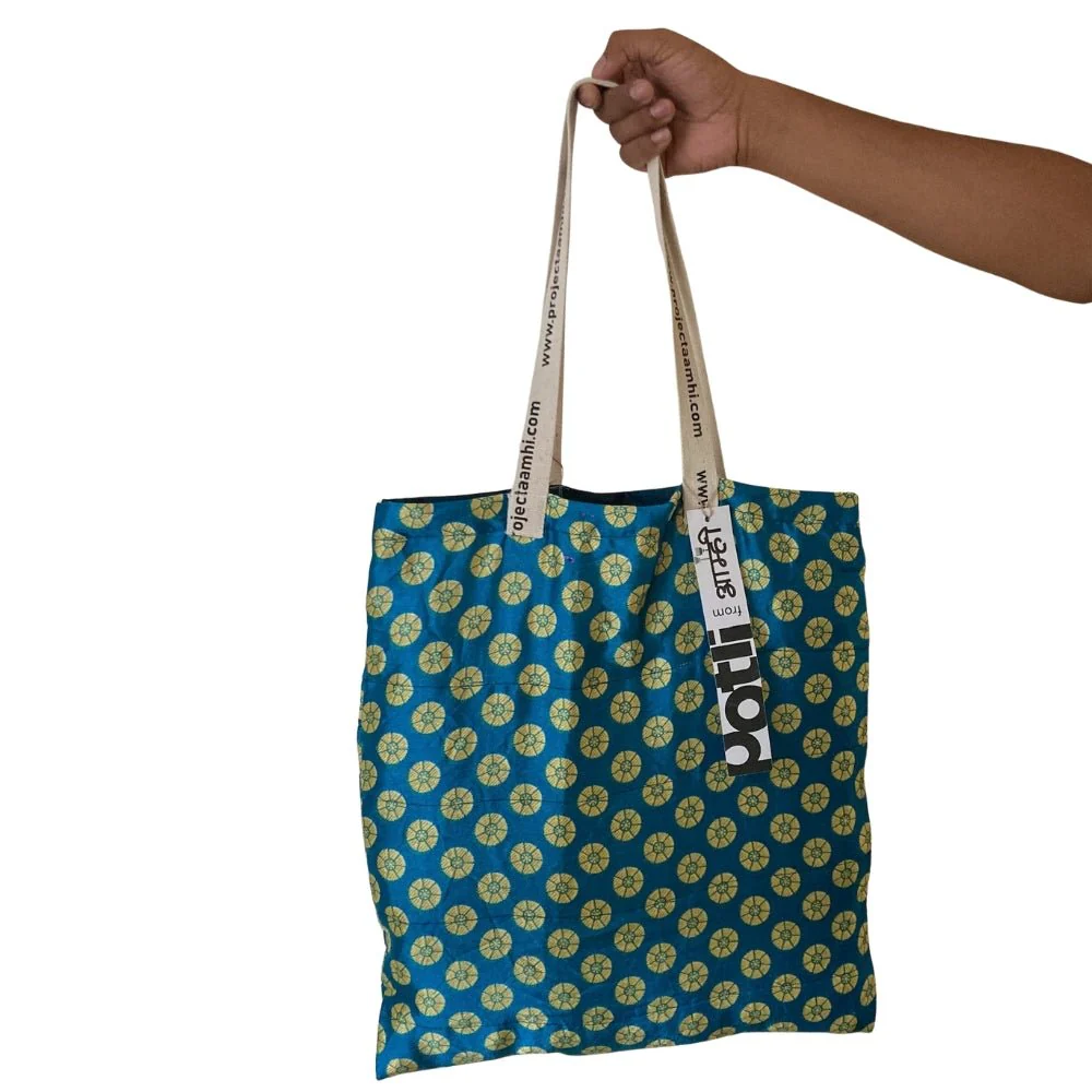 Upcycled Tote Bag Sustainable Reusable Carry Bag - Image 12