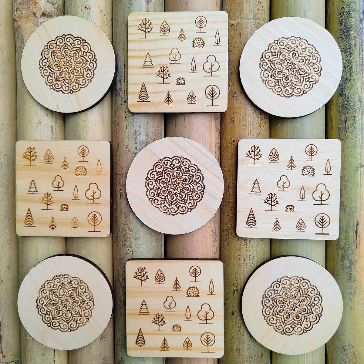 Premium Durable Wooden Coaster Set (Set of 5) - Image 4