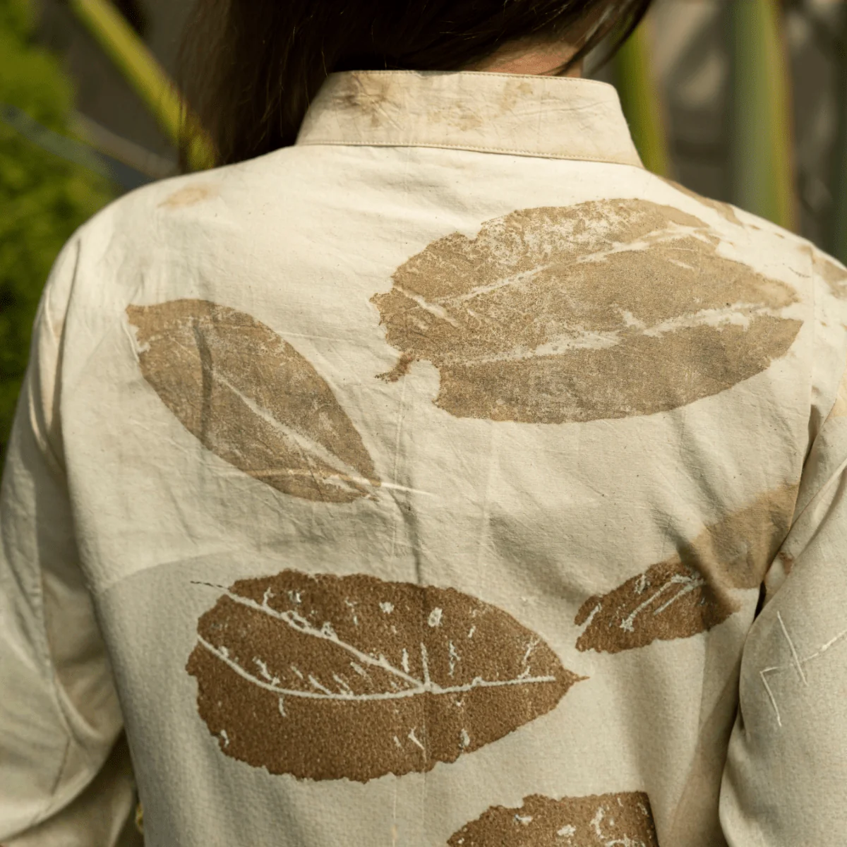 Leaffall Asymmetry Eco-Printed Dress for Women - Image 5