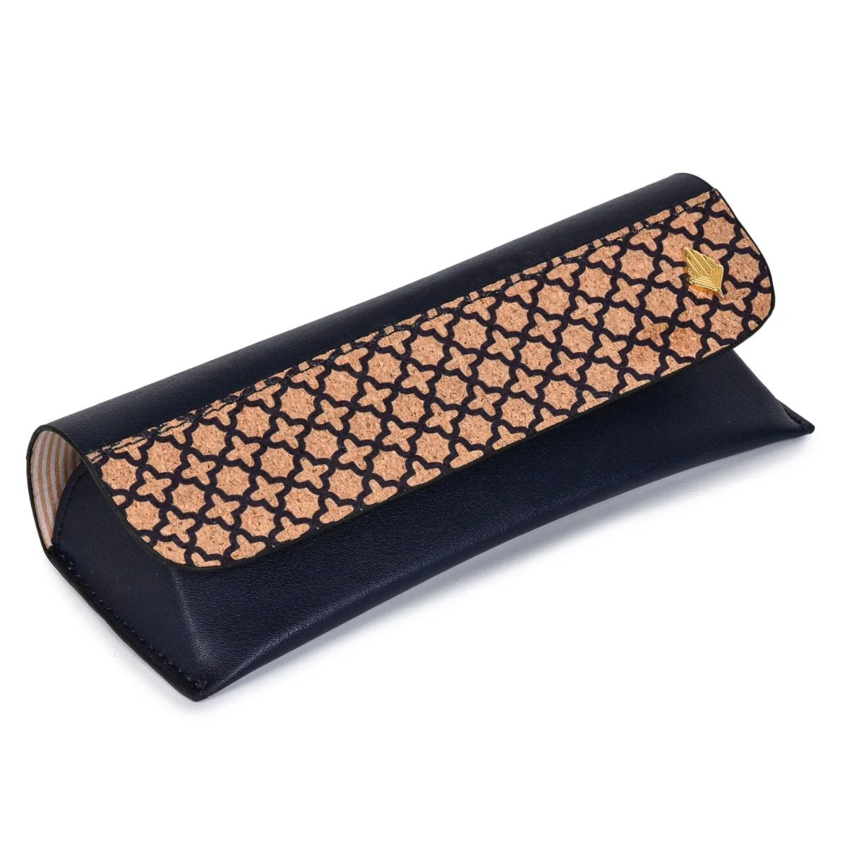 Protective Eyewear Case – Vegan Leather & Printed Cork (Black) - Image 2