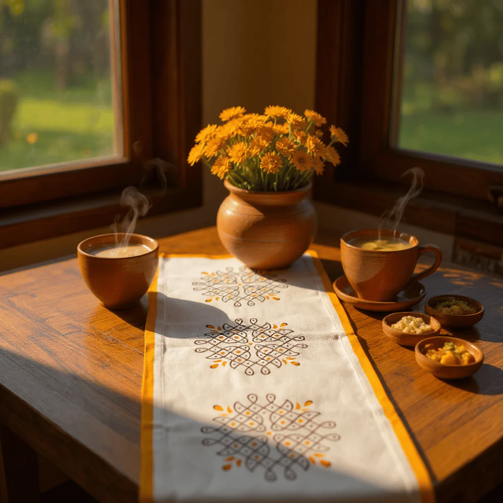 100% Cotton Kollam Table Runner for 6 Seater Dining Table - Image 2