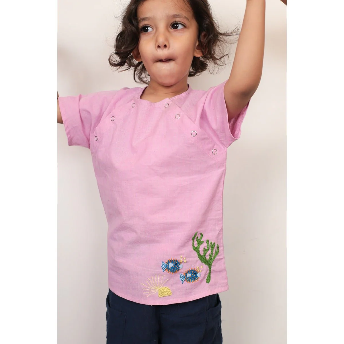 Puffin Puffers Raglan Shirt | Cute Pink Cotton Shirt for Kids - Image 2